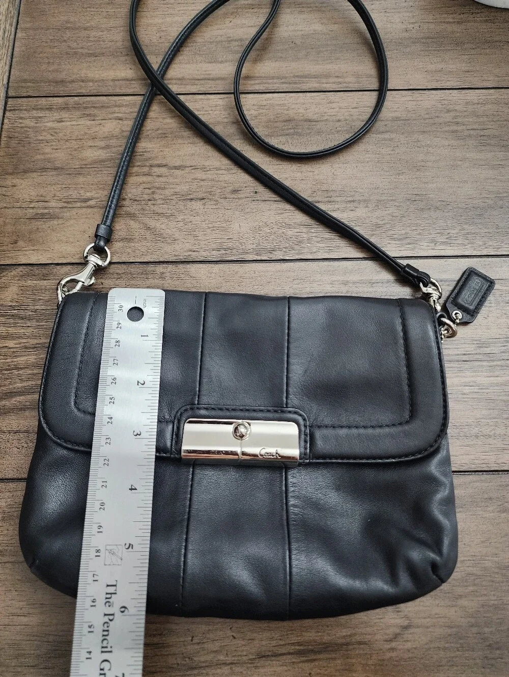 Coach Small Black Leather Crossbody with Silver Hardware